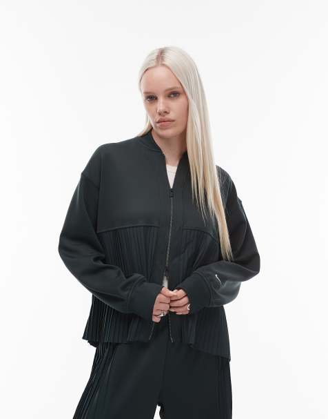 Nike pleated harrington jacket in dark green - view 1