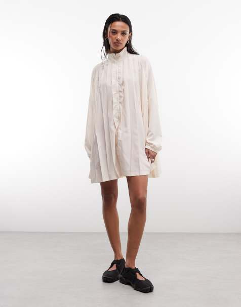 Nike pleated mini dress in beige - view 1