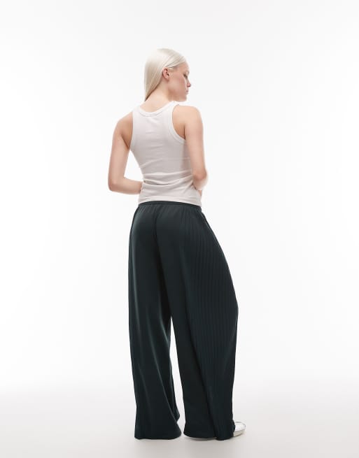 Nike pleated wide leg pants in dark green, 3 of 5