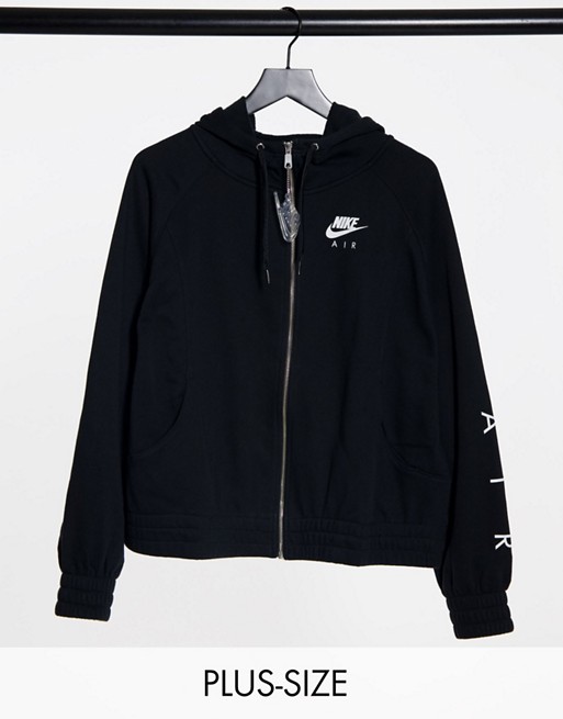 Nike Plus Air fleece zip through hoodie in black