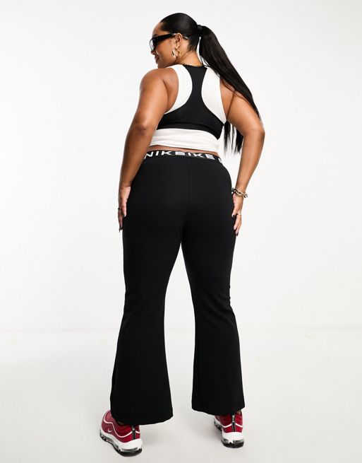 Plus Size Black Flared Trousers