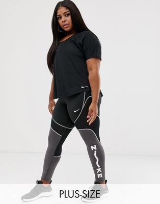 nike all sport leggings with mesh panel in black