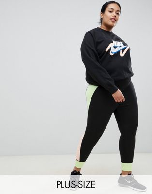 Nike - Plus - Archive - Zwarte legging met contrasterende vlakken