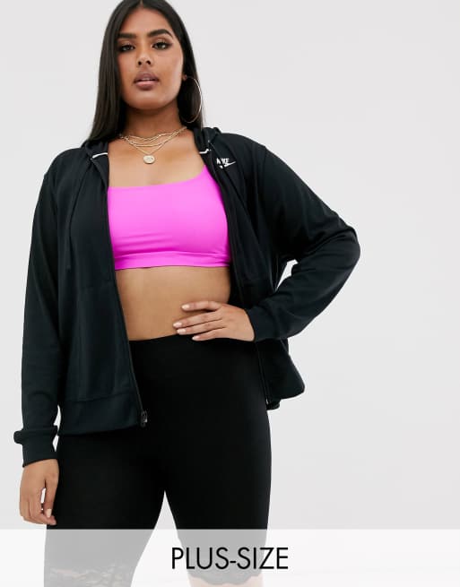 Nike plus black zip through cropped hoodie | ASOS