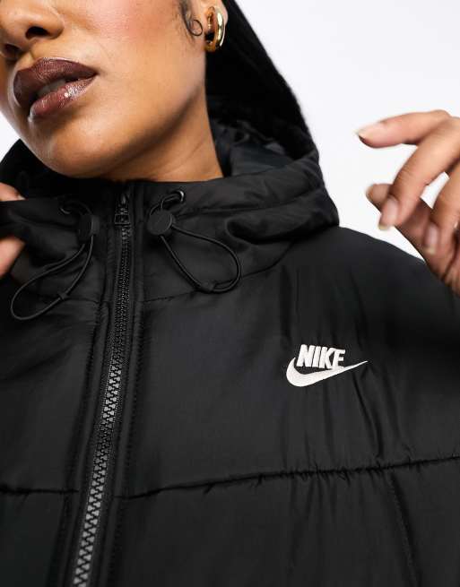 Nike Plus classic maxi puffer jacket in black