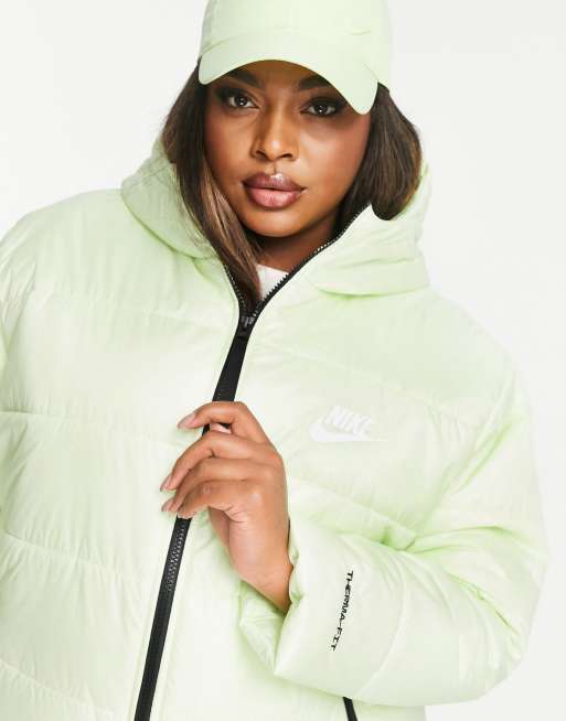 Nike Plus classic padded jacket with hood in lime green