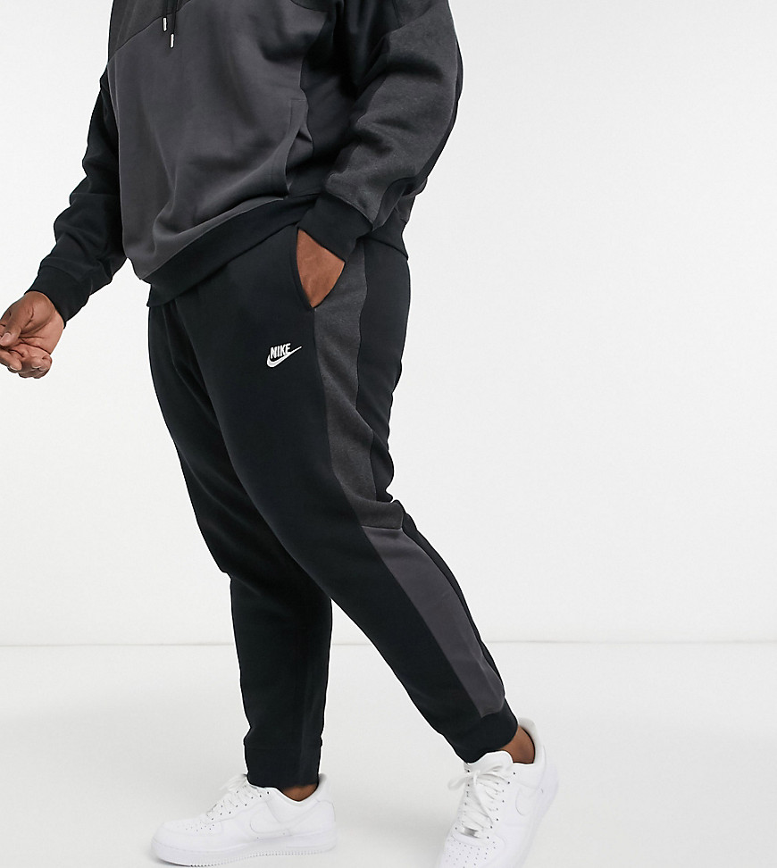 Nike Plus Club colourblock cuffed joggers in black