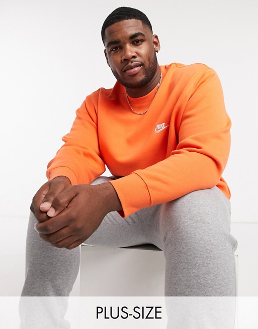 Nike Plus Club crew neck sweat in orange