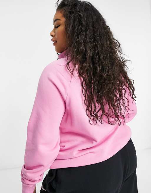 Only Play Plus Size High Neck Mid Waist Zipper Jacket For Women - Pink