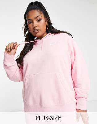 Nike Plus- Club - Felpa con cappuccio in pile rosa tenue