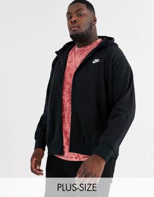 nike club full zip hoodie in black
