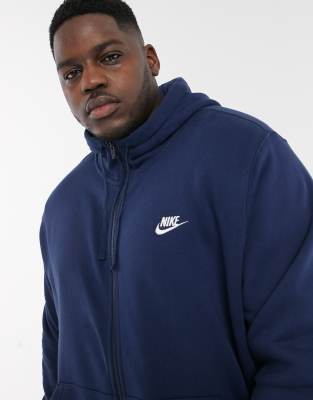 nike club full zip hoodie in navy