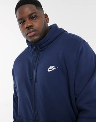 nike club full zip hoodie navy