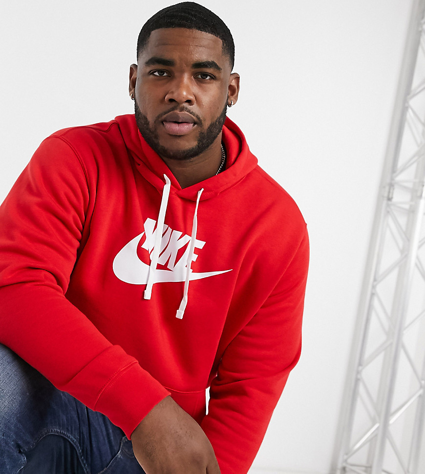 Nike plus club large logo hoodie in red
