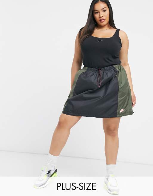 Plus size khaki best sale skirt black