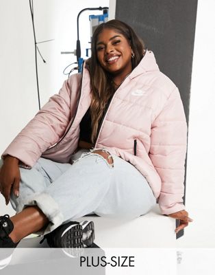 Nike Plus classic padded jacket with hood in pink oxford - ASOS Price Checker