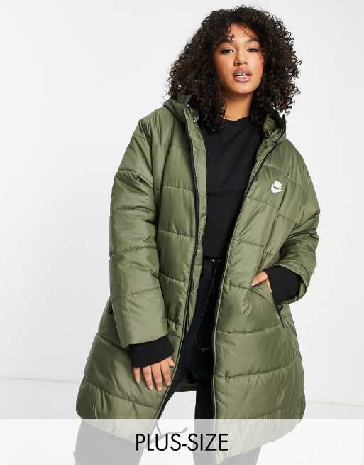 Nike Plus Doudoune longue classique capuche Kaki olive