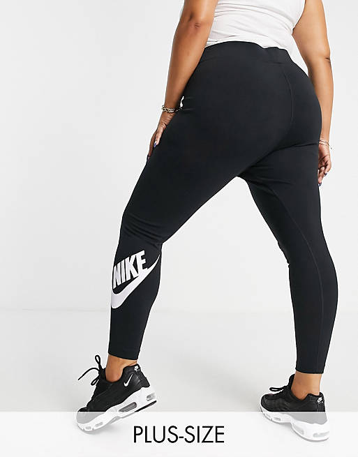 Nike Plus - Enkellange legging met logo in zwart