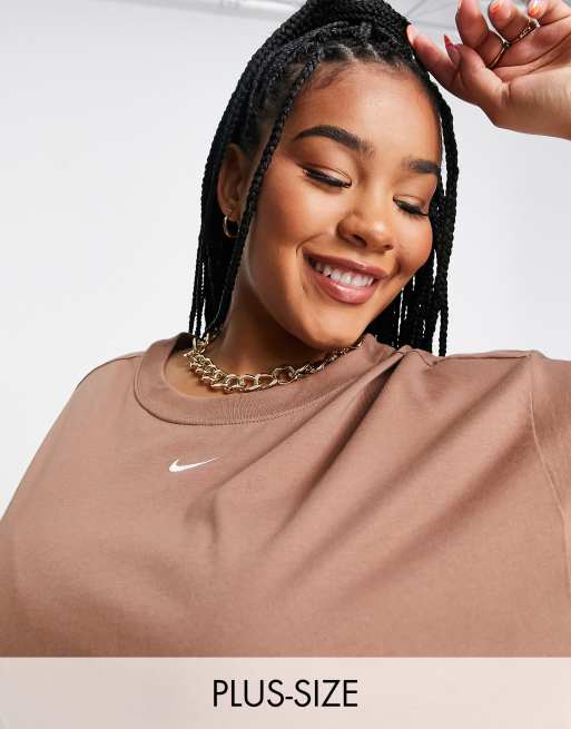 Nike Plus essential boyfriend tshirt in earth brown ASOS