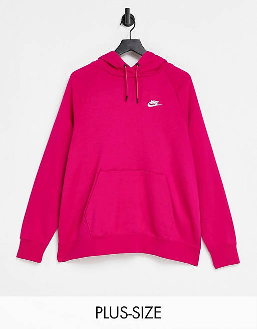 Nike Plus essential fleece hoodie in deep pink