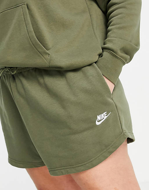  Nike Plus essential fleece shorts in khaki olive 