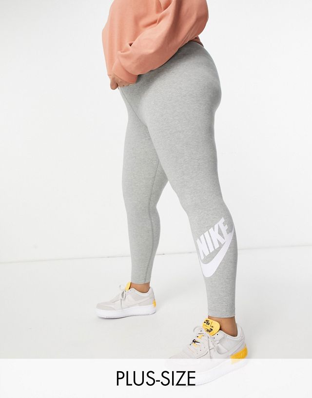 Nike Plus essential leggings in gray with futura logo print