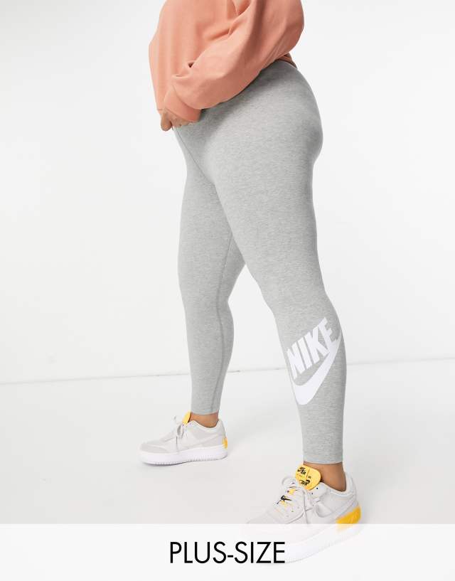 Nike Plus essential leggings in gray with futura logo print