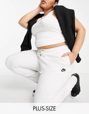 Nike Essentials Fleece cuffed cargo sweatpants in white heather - WHITE