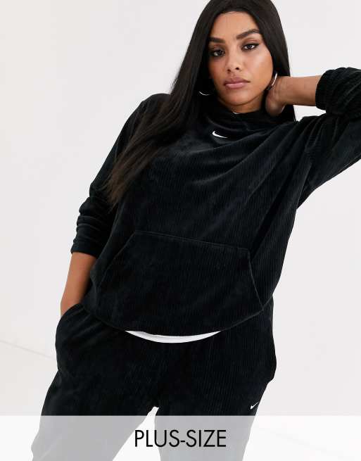 Nike Plus - Felpa nera a coste con cappuccio