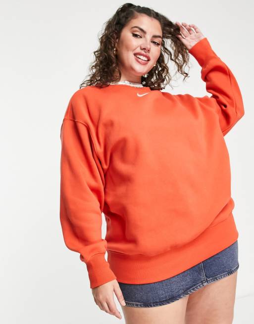 Nike Plus Felpa oversize girocollo arancione mantra con logo