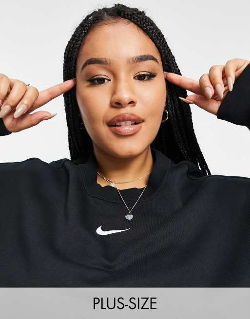 Nike Plus - Felpa oversize nera con logo Nike piccolo