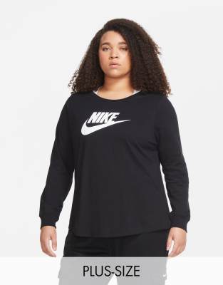 Nike Plus Icon Futura Long Sleeve Logo T-shirt In Black ModeSens