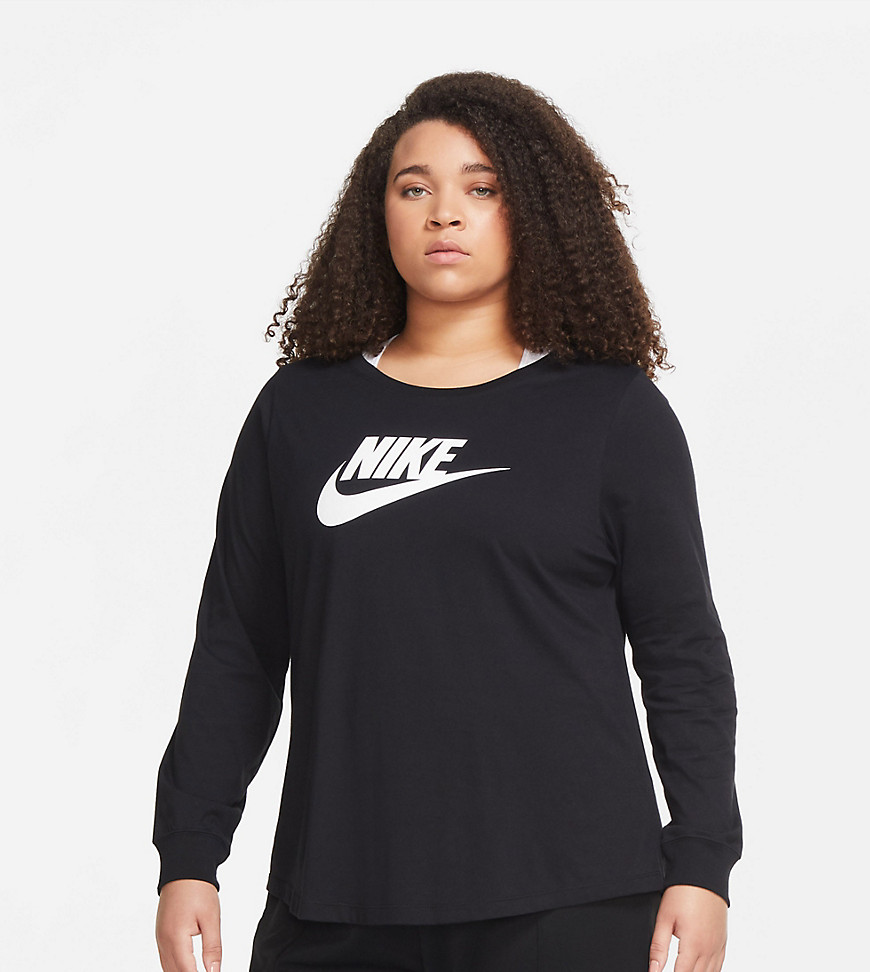 Nike Plus Icon Futura long sleeve logo t-shirt in black