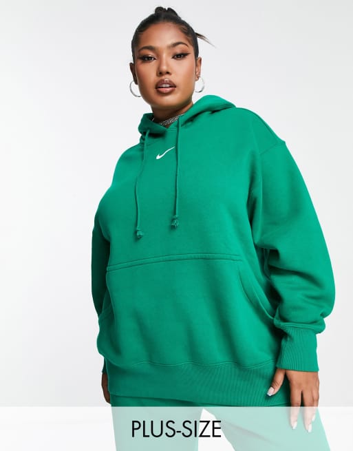 Nike Plus – Kapuzenpullover in Malachitgrün mit winzigem Swoosh-Logo
