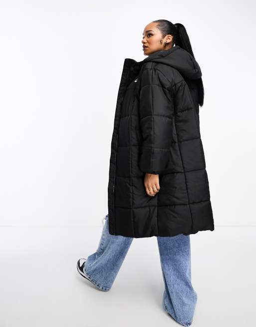 Nike Plus – Klassische Maxi-Steppjacke in Schwarz ASOS