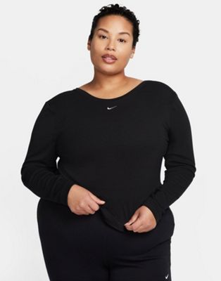 Nike Plus knit long sleeve top in black