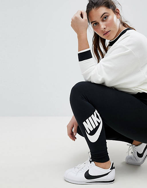 Nike Plus – Leg-A-See – Czarne legginsy z wysokim stanem