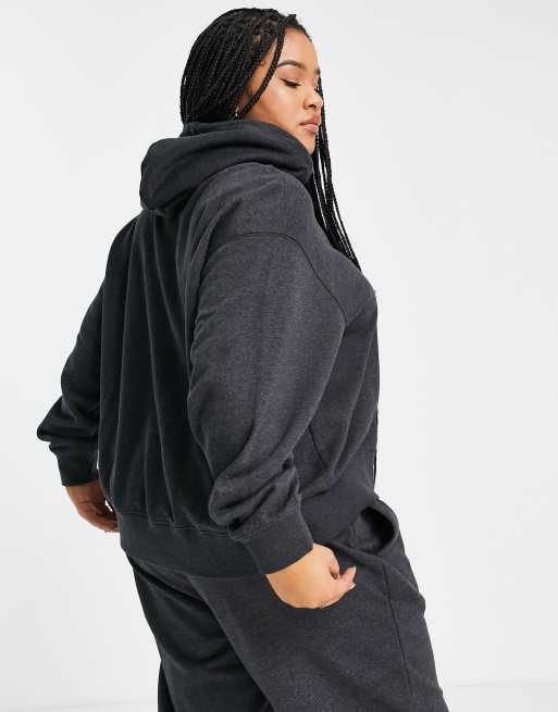 Nike Plus – Lounge Essential – Czarna melanżowa bluza polarowa z kapturem oversize, 2 z 4