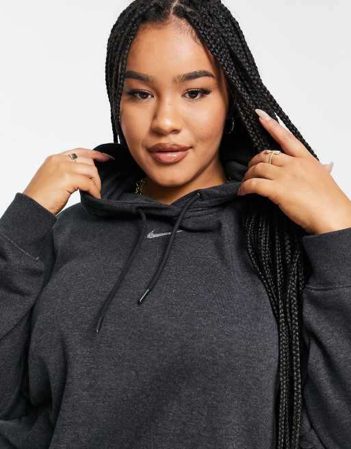 Nike Plus – Lounge Essential – Czarna melanżowa bluza polarowa z kapturem oversize, 3 z 4