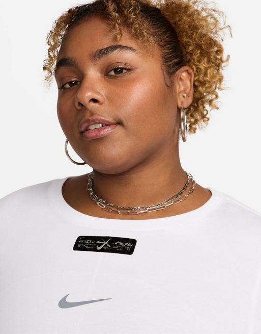 Nike Plus Megan Thee Stallion graphic slim fit cropped T-shirt in white