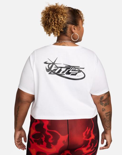 Nike Plus Megan Thee Stallion graphic slim fit cropped T-shirt in white