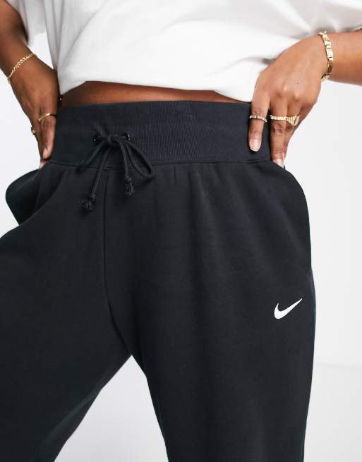 Nike mini swoosh high rise wide leg joggers in sail white