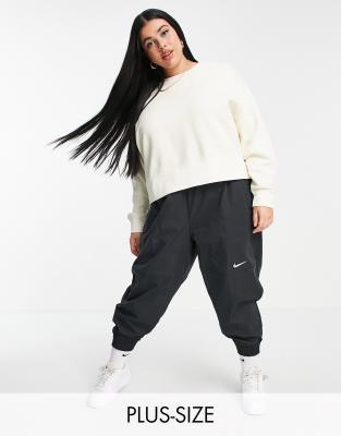 nike mini swoosh oversized boxy sweatshirt in off white