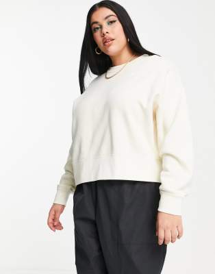 nike mini swoosh oversized boxy sweatshirt in off white