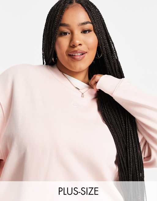 Nike Plus mini swoosh oversized boxy sweatshirt in pale coral