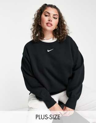 nike elastic drawcord cropped mini swoosh black sweatshirt