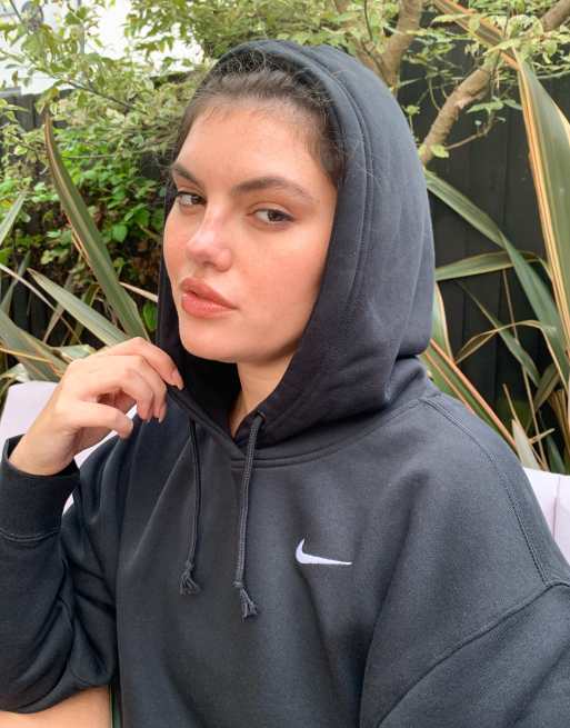 Nike black mini swoosh oversized hoodie, ASOS