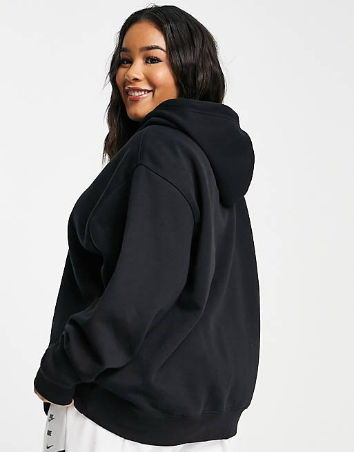 Women Nike Plus mini swoosh oversized hoodie in black 