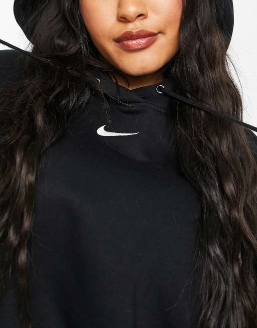 Nike black mini swoosh oversized hoodie, ASOS