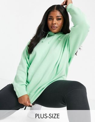 nike mini swoosh oversized green hoodie